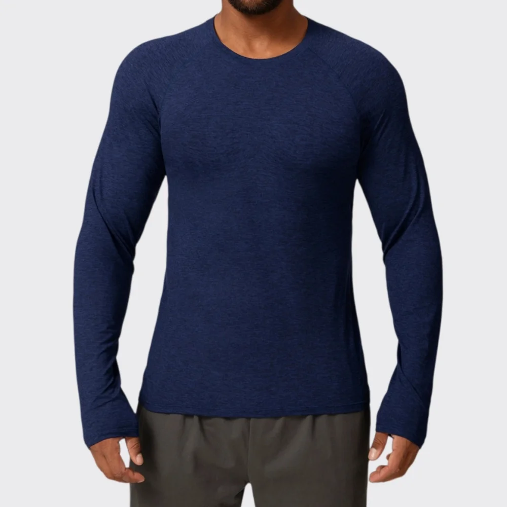 Men's Fitness Long Sleeve Running Top Tee Gym T-shirt Slim Fitness Shirts Sportswear Quick-Dry Solid Color Training Workout Tops