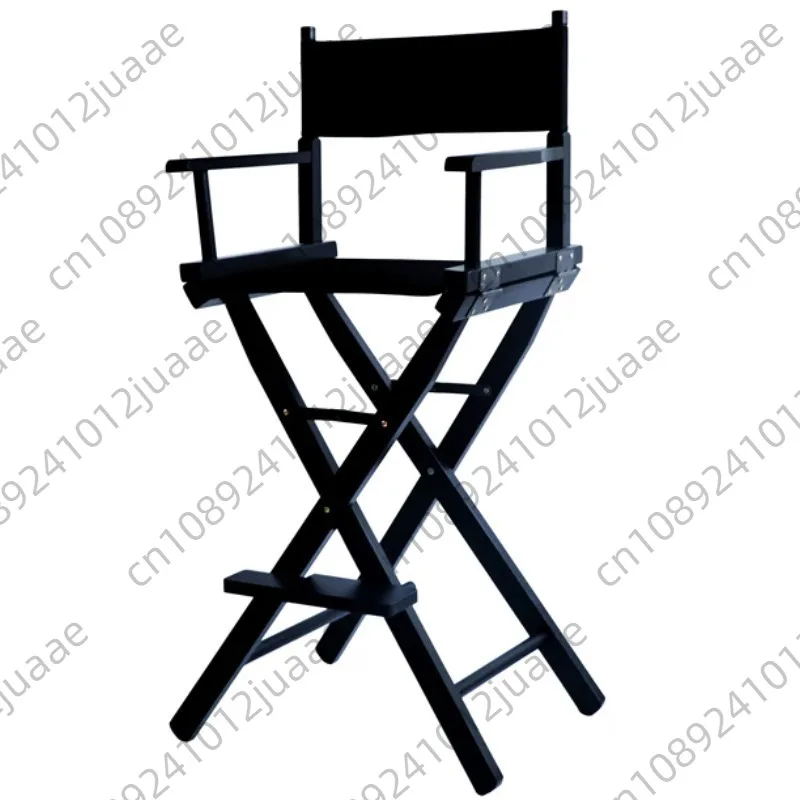 Solid Wood Director Chair Canvas Folding Leisure Home Bar Counter Office Chair Outdoor Makeup Chair Fishing Props High Feet