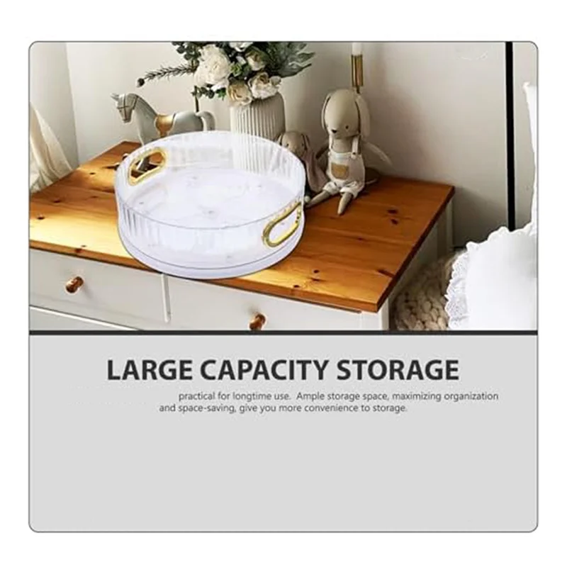 

Y42A-1 Piece Perfume Tray Makeup Lazy Susans Organizer With Hand Round Clear Perfume Tray Decorative