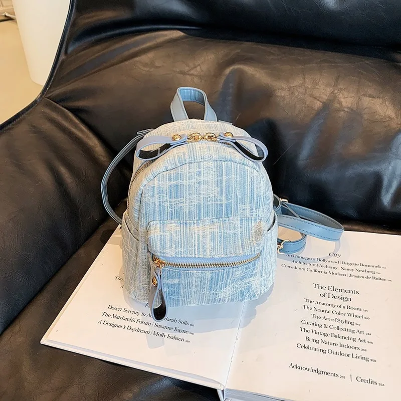 Customized Mini Women's Denim Backpack Personalized Embroidery Name New Fashion Versatile Backpack Unique Gift for Young Ladies