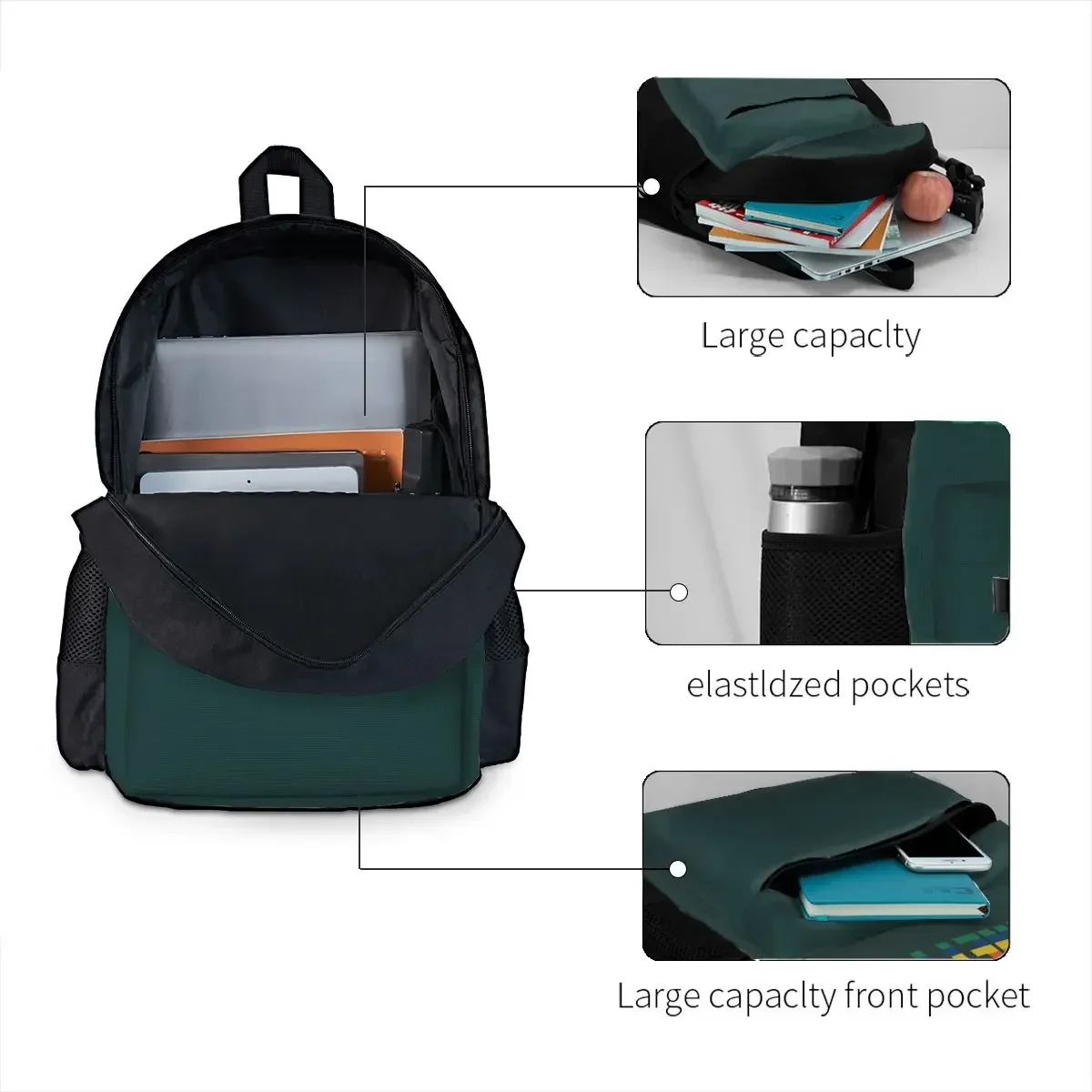 United Colors Of Benetton Backpack Daypack Large Capacity Children BookBag School Bag Shoulder Bags for Men Women view 3