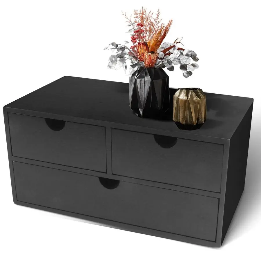 

Organizer with Drawers Countertop Drawer Organizer Drawers for Desk Top Home Office Workspace Bathroom Toiletries Supplies black