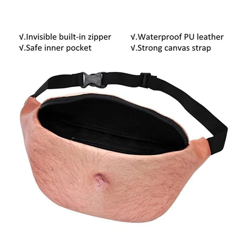 Divertente Pop Dad Bod Money Belt Bag Womwn borse a tracolla da viaggio Flesh Color Creative marsupio Beer Fat Belly Bum Pouch marsupio