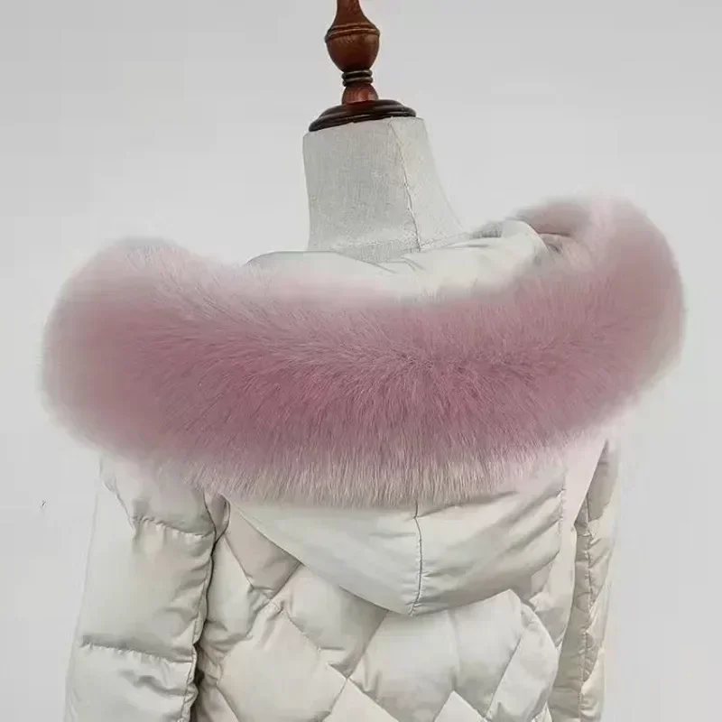 Collo in pelliccia di volpe sintetica Sciarpa invernale da donna Scialli per cappotto Scaldino Decor Cappuccio peloso Finiture Parka Giacca Sciarpe in pelliccia