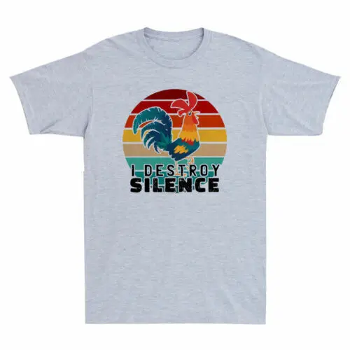 Chicken I Destroy Silence Funny Cock Sunset Vintage  Short Sleeve  Anime Graphic T-shirts Unisex 100% cotton