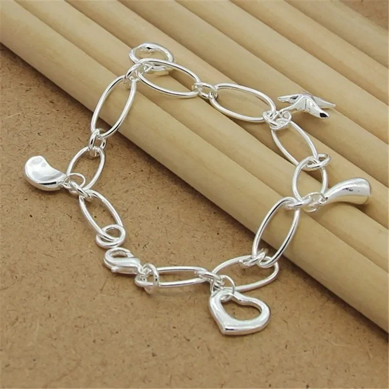 Zhubobo High Quality 925 Sterling Silver Hand Clip Hanging Multiple Pendant Bracelets For Women Party Charm Jewelry Gift