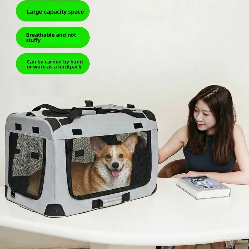 Two Compartments Cat Carrier Portable Pet Trolley for Multiple Cats Breathable Travel Bag with Wheels Large Capacity Cat Trolley