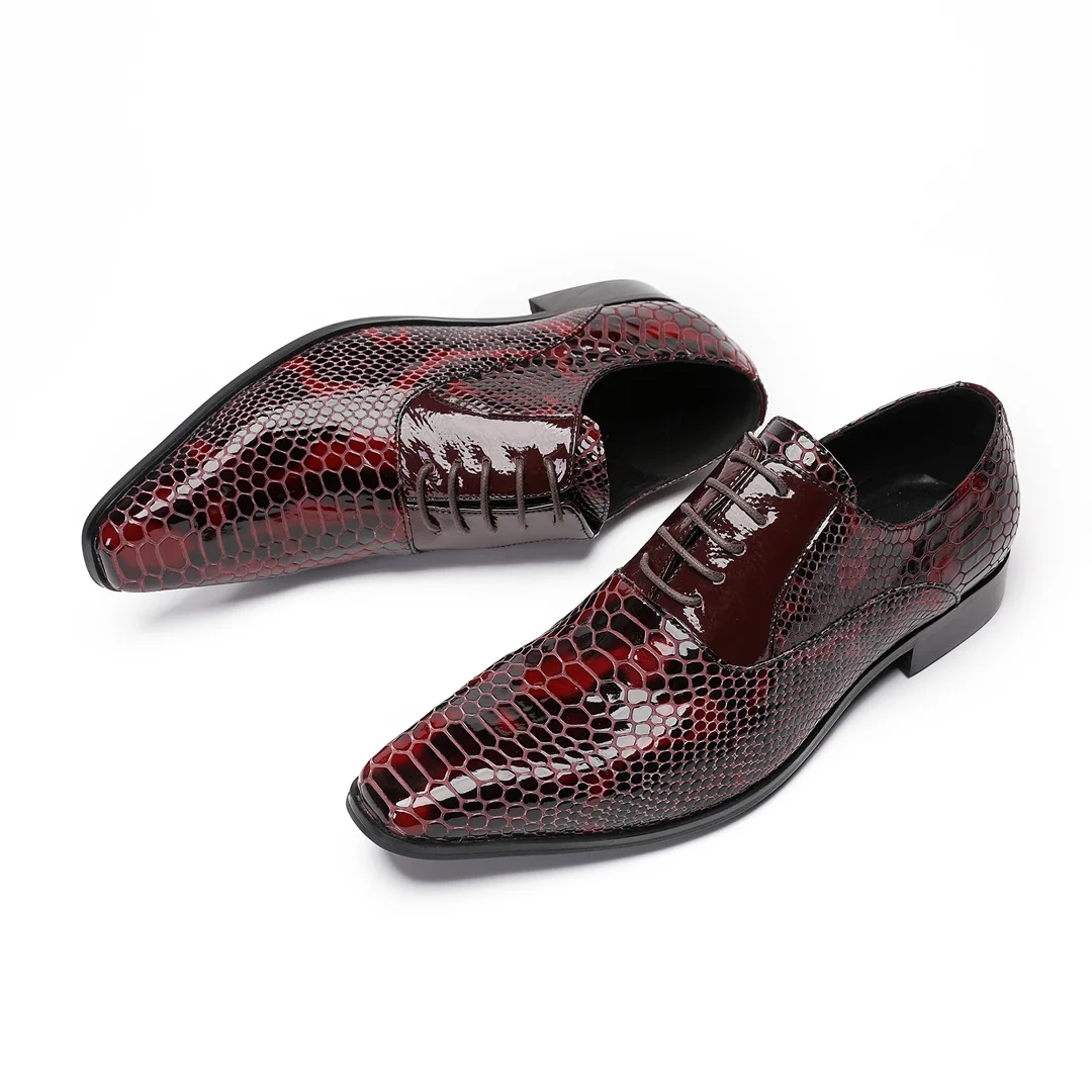 Fashion Square Toe Men Real Leather Oxford Shoes Big Size Business Office Brogue Shoes Male Wedding Party Formal Derby Shoes
