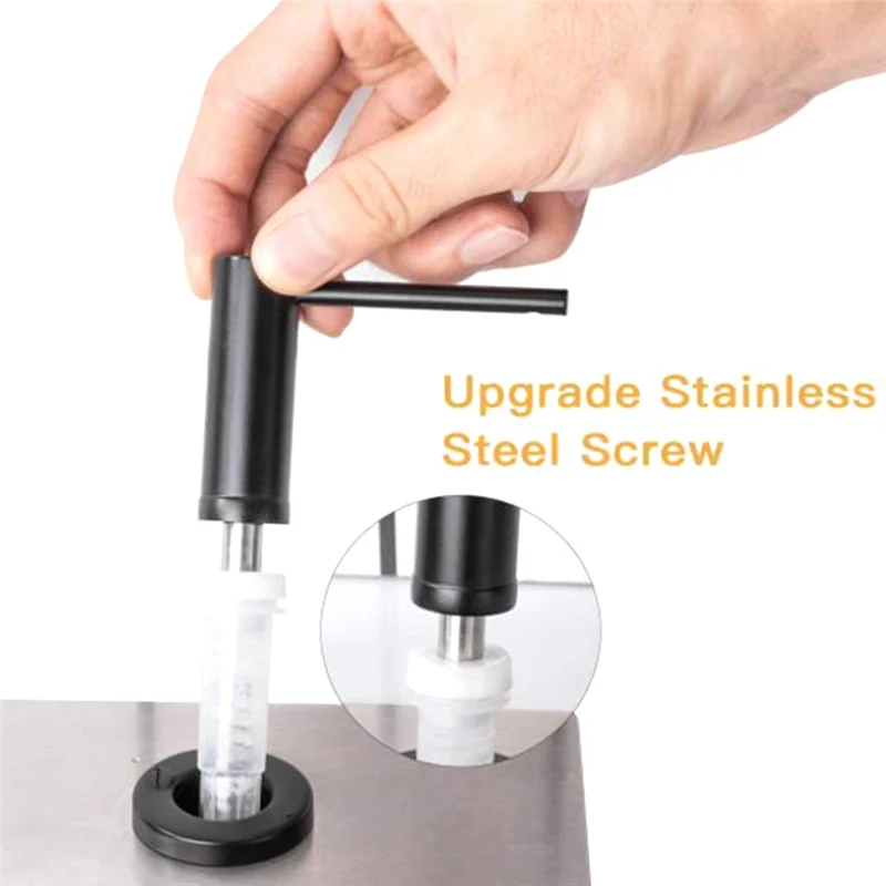 Kitchen Sink Soap Dispenser Countertop Pump Hand Lotion Built in Bottle Stainless Steel Screw Soap Dispenser Matt Black