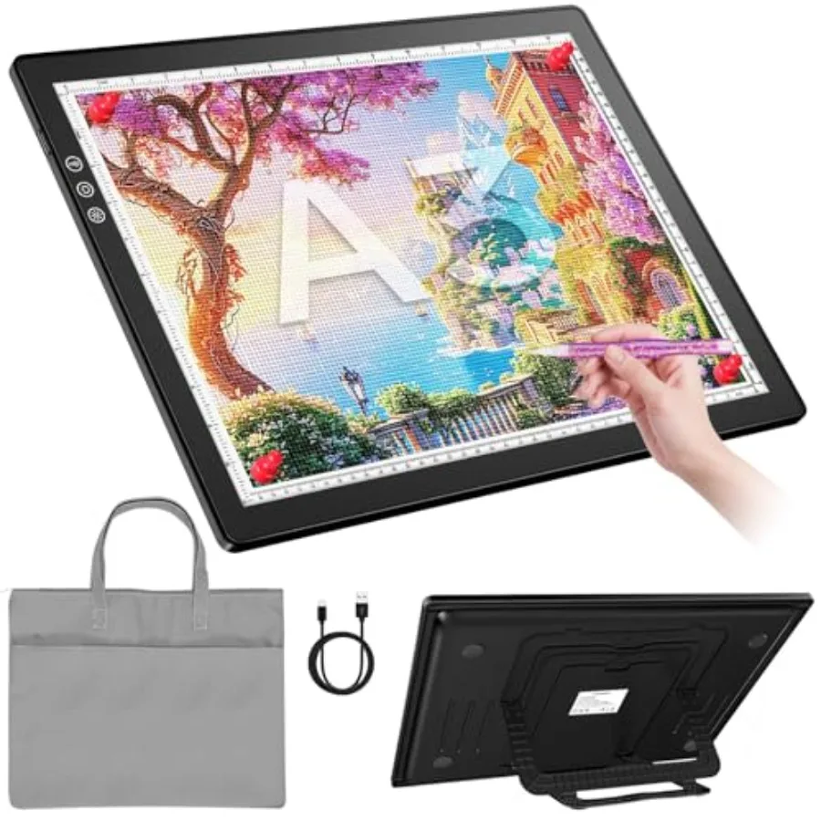 

Перезаряжаемый световой планшет A3 для алмазной вышивки с 8 регулируемыми углами и 3 режимами цветовой температуры. 8+ уровней регулировки яркости, 2500 мА