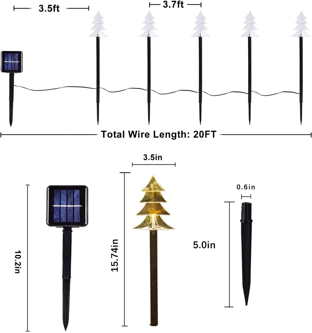 Kerst Solar Staak Lampjes Set Van 5 Waterdicht Landschap Kerstverlichting Pad Kerstversiering Led Lights Gazon 541