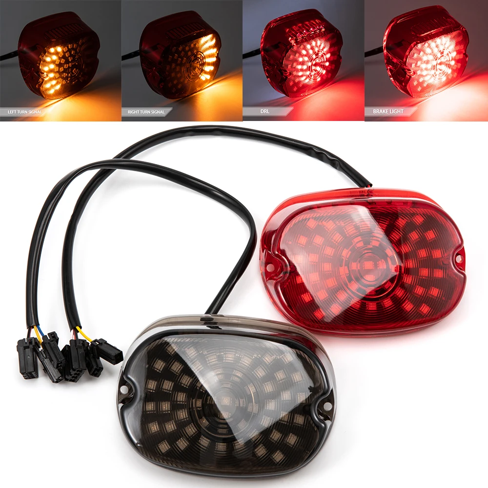 

DUILU Tail Stop Brake Light Turn Signal Rear Led Low Profile Smoked Taillights For Harley Davidson Dyna Sportster Road King