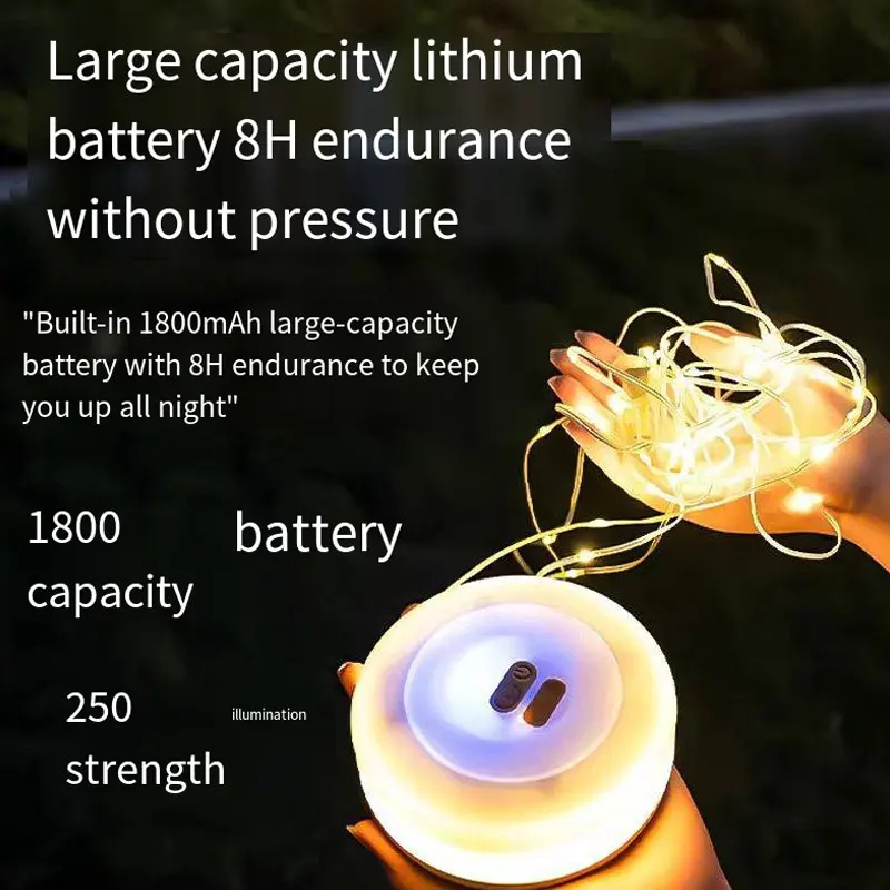 Camping String Light USB Charging Lantern 2800mAh,IPX6 Waterproof,Rechargeable Flashlights