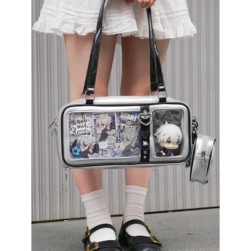 2026 New Girls Heart Shoulder Bags Women Fashion Japanese Style Y2k Handbag Jk Transparent Underarm Handbags Lolita Ita Bag Diy