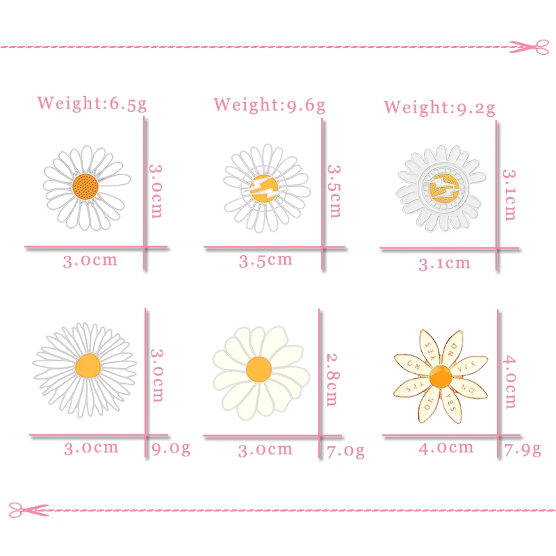Pretty Daisy Brooches Cartoon Fashionable Flowers Badge Enamel Pins Backpack Denim Lapel Pin Jewelry Gifts for Girls Accessories