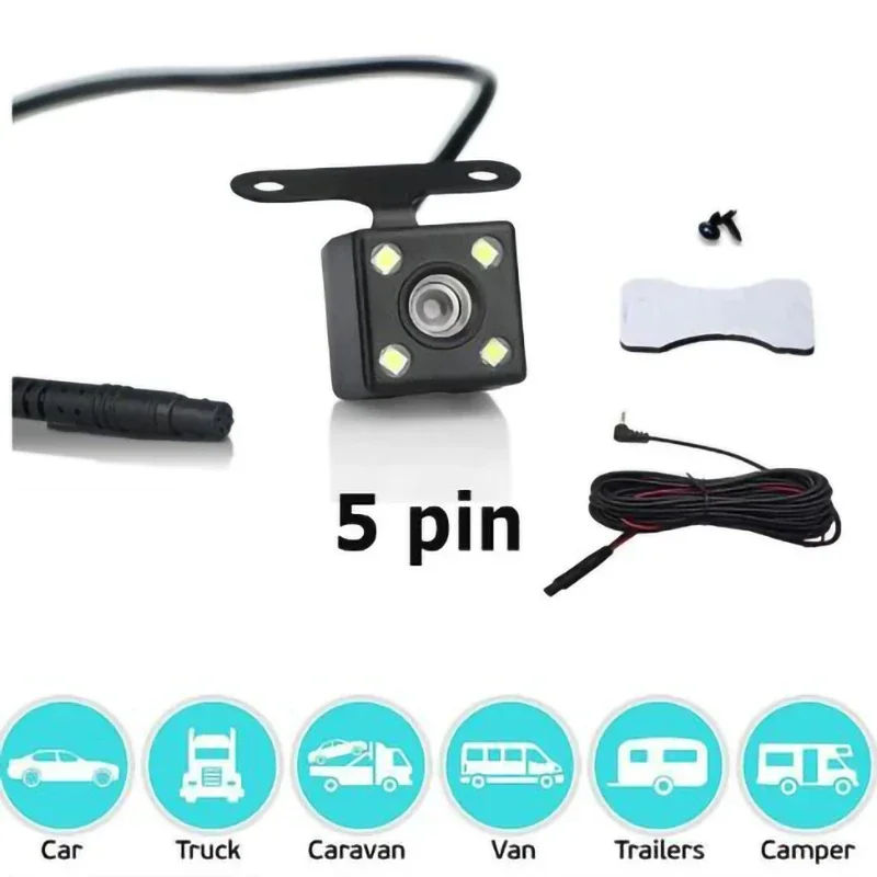 

5 Pin HD Car Rear View Camera Wide Angle 170 Degree Parking Camera Reverse 4LED Night Vision Video Camera For Car Accessories