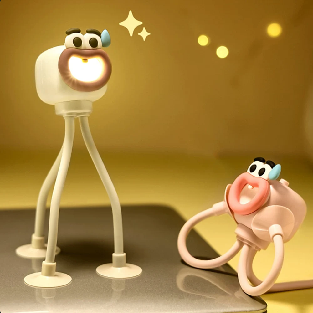 1PCS Funny Octopus Night Light Creative Phone Holder Light Form Decompression Gift Sucker Design Multi-Color Night Light