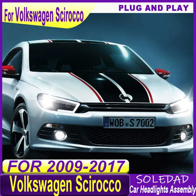 For Volkswagen Scirocco 2009-2017 LED Car Lamps Daytime Running Lights Dynamic Turn Signals Car Accessories Car Headlights
