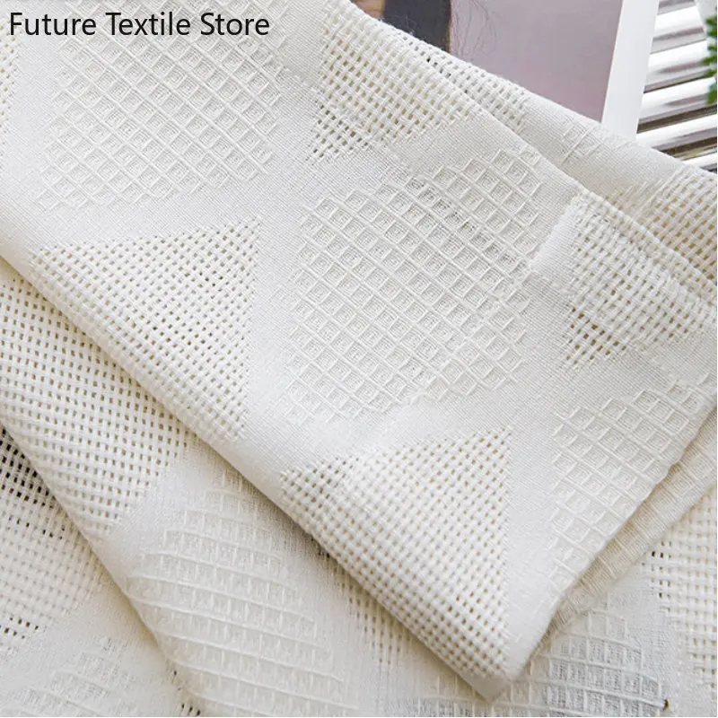 

Thickened Diamond Lattice Rustic Simple Light-transmitting Impermeable Window Screens Curtains for Living Dining Room Bedroom