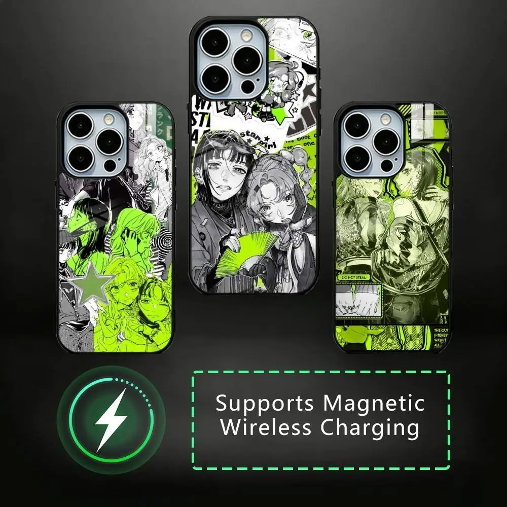 Чехол для телефона Green Yuri Guy KiniOto Manga для iPhone 17, 16, 15, 14, 13, 12, 11 Plus, Pro, совместимый с магнитной беспроводной зарядкой