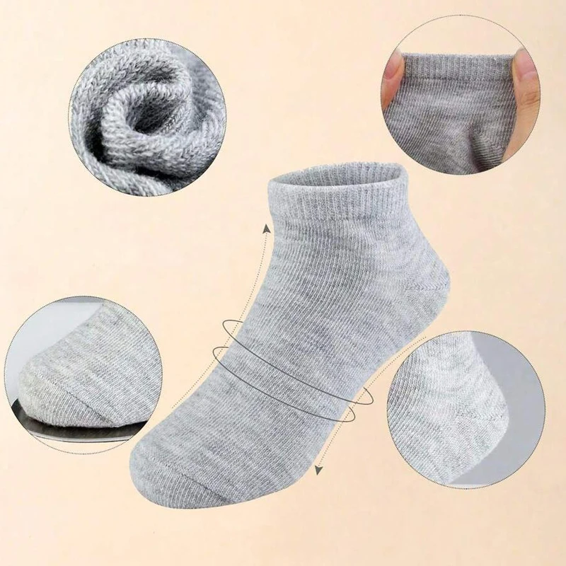 24 Pairs Black, White and Grey Basic-Color Kid's Socks, Casual Ankle Socks, Suitable for Boys and Girls for Spring and Summer
