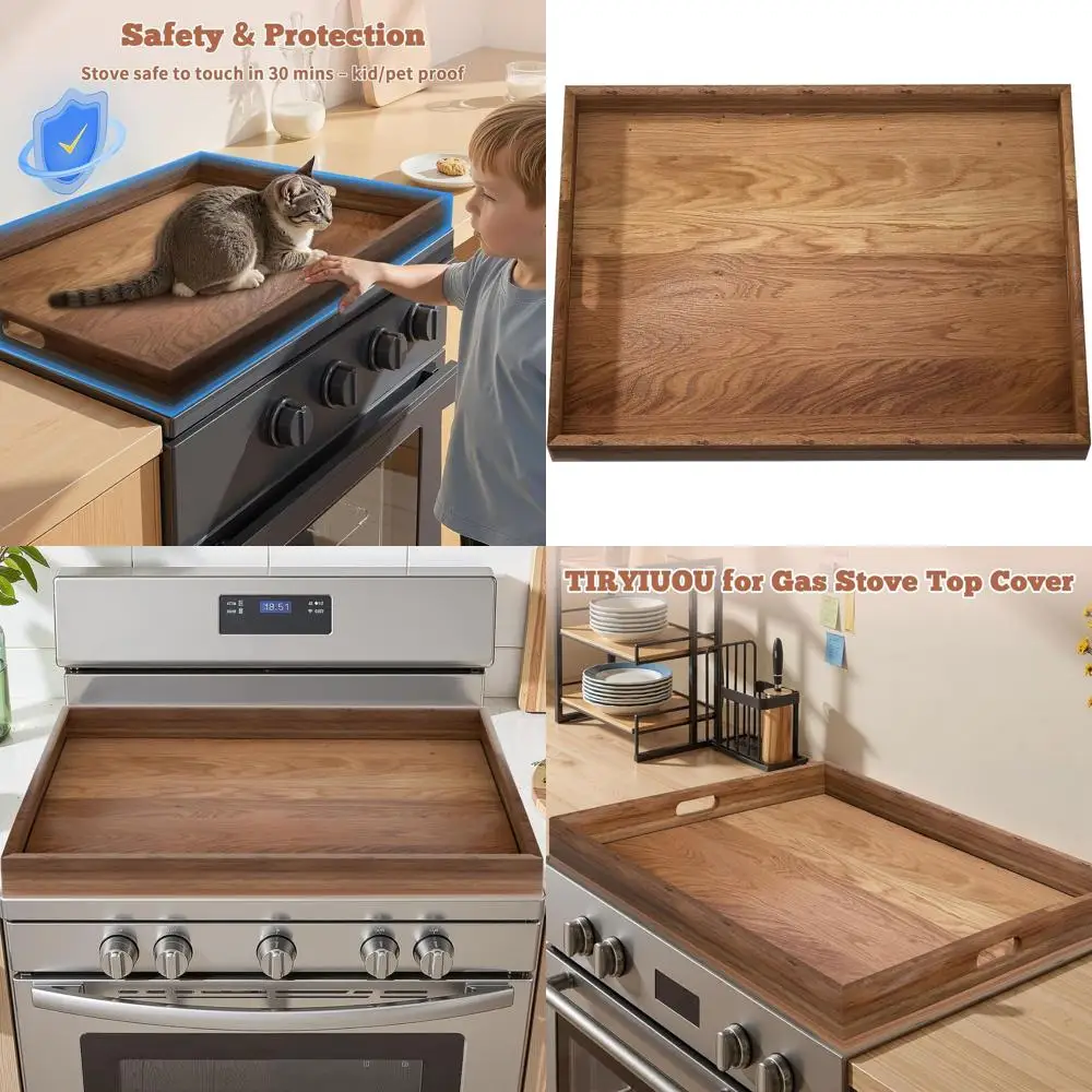 

Kitchen Counter Wood Cutting Board with Handles, 30x22 Inch Electric Stovetop Cover, Noodle Board for Cooking