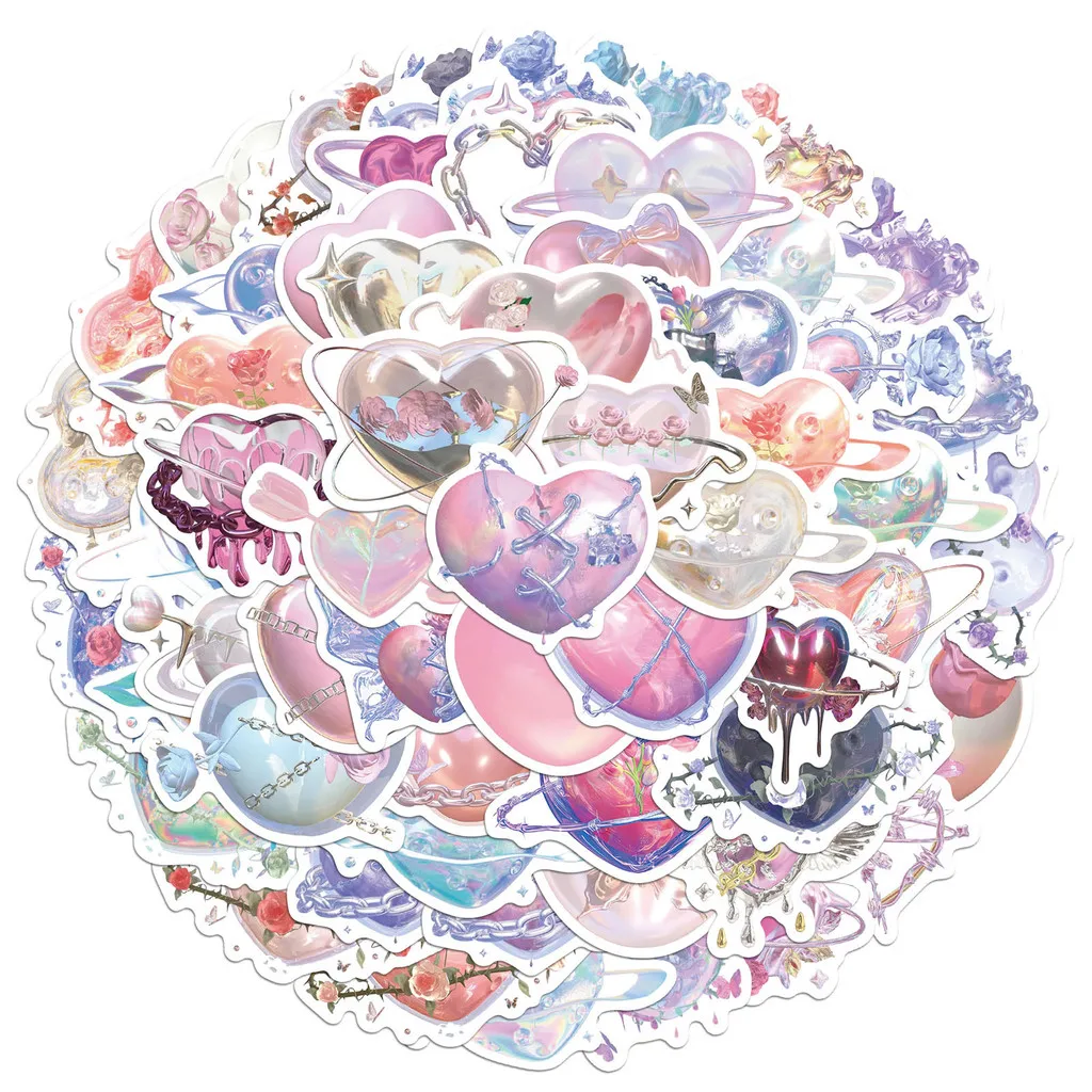 60Pcs Korean Style Rose Heart Guka Stickers - 3D Visual Waterproof Decor for Phone Case/Tablet/Journal RecordingYourLife Store