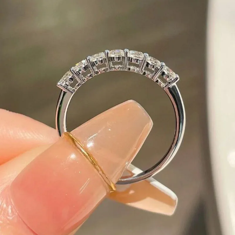 7PCS round cut High-end Custom Jewelry IGI certificate real gold DE-VS-VVS Band RING Wedding ring engagement RING ﻿ view 3