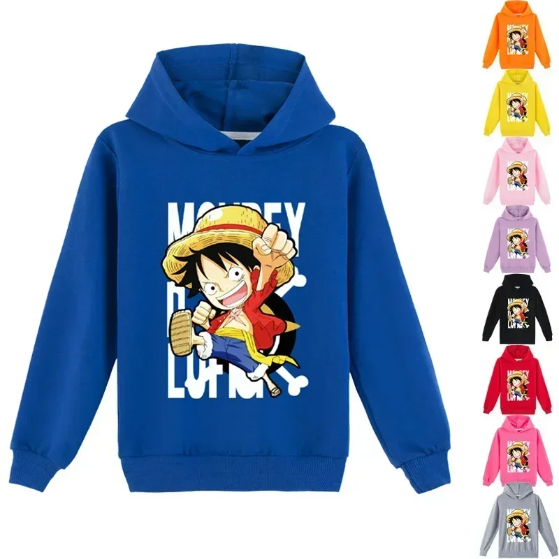 

One Piece Children's Clothing Boys Autumn Casual Hooded Tops Girls Autumn Clothes Children's Fashion Printed Hood Sweatshirts