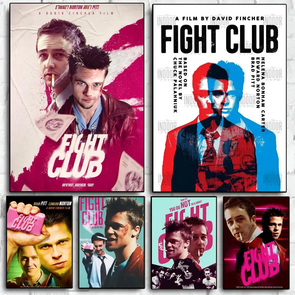 Classic Hot Movie F-Fight Club Poster Self Adhesive Wall Art Decor for Bedroom Living Room Office Home Decor Gift