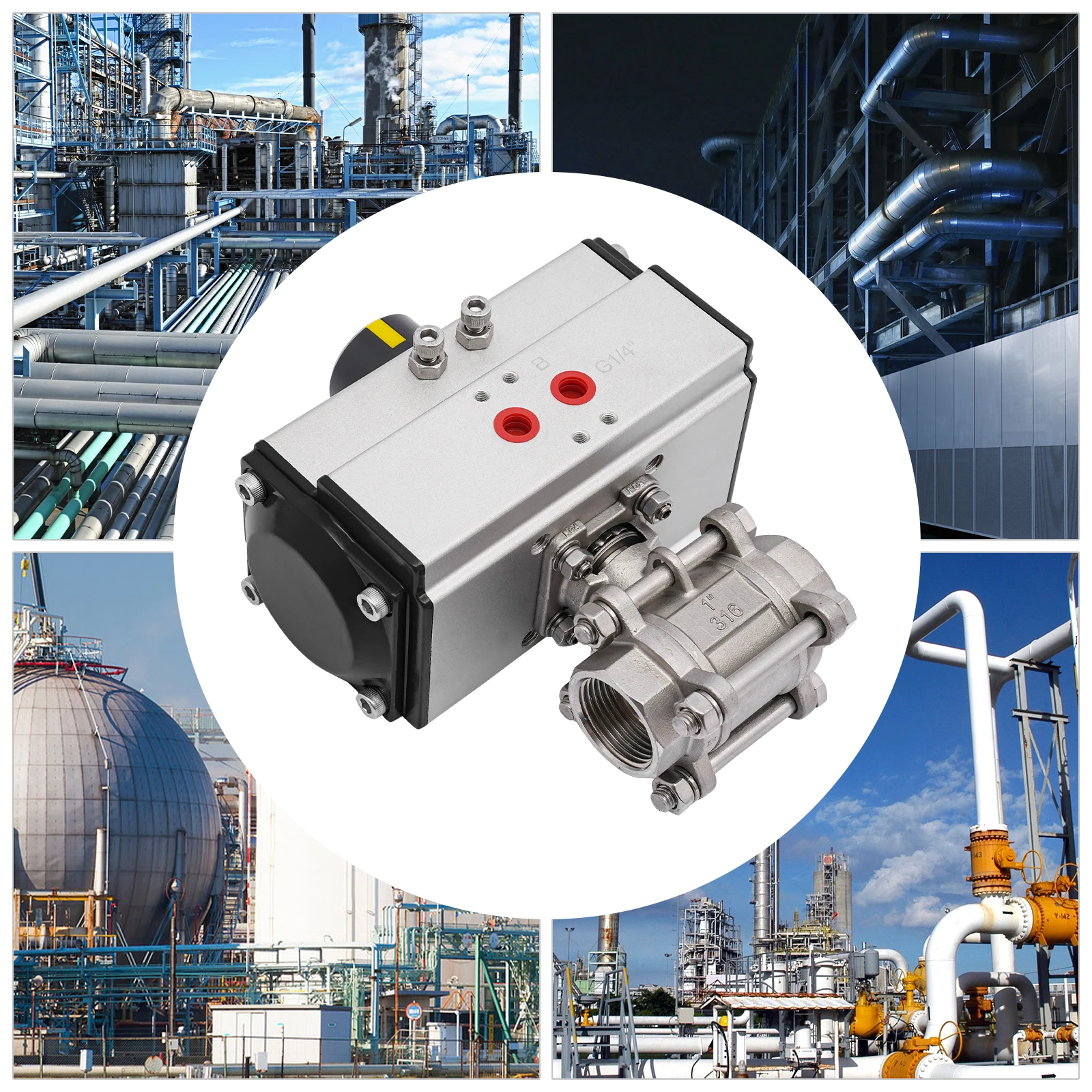 صمام كروي هوائي أسود (سهل التركيب والاستخدام) - أجزاء تركيب بسيطة ومفصلة للإعداد السريع، مفتوحة هوائية