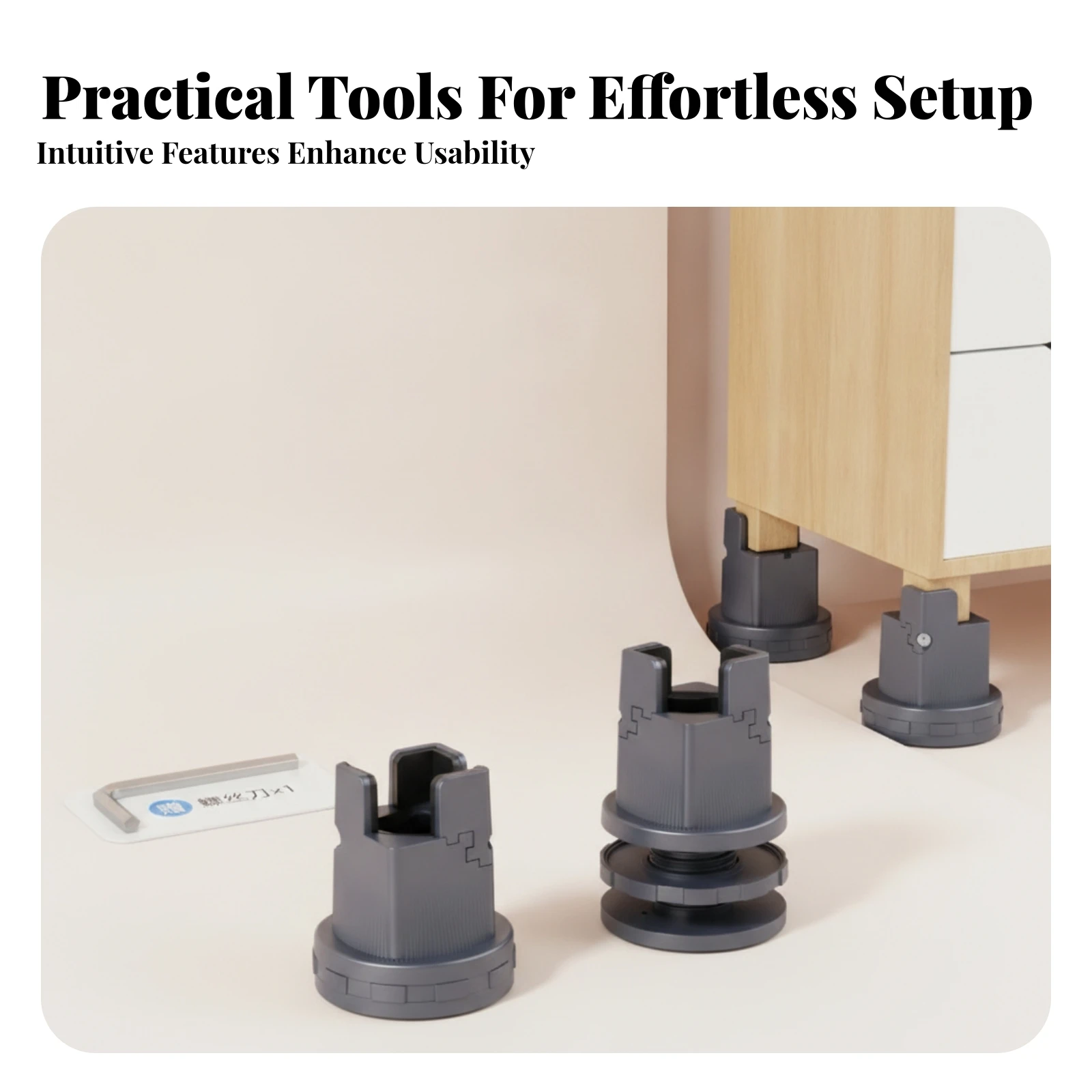 4 Pieces Adjustable Leg Riser Leveling Furniture Leg Riser Scratch Protection Easy Installation