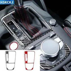 For Audi A3 S3 RS3 8V 2013-2019 Car Accessories Carbon Fiber Interior Gear Shifter Lever Panel Frame Trim Sticker Modification