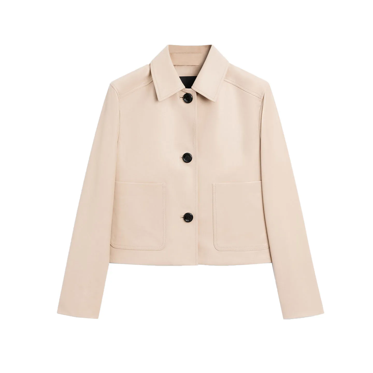 Dames irt-kraag ort PU-leer Jaet Herfst Nieuwe collectie Pendelen Sle Quali Faionable Long Sve Ne