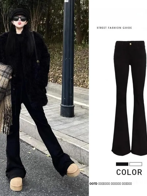 

Женские джинсы с высокой талией, расклешенные, на флисовой подкладке, утягивающие, маленькие размеры, брюки-буткат, черные джинсы из денима с высокой талией, микро-клеш