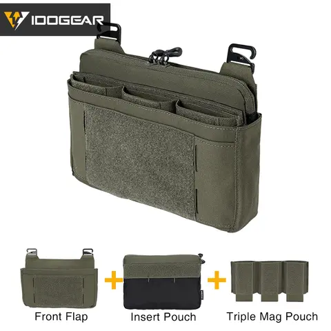 IDOGEAR Tactical DOPE Front Flap Pouch w/ Mag Pouch Kangaroo Pocket Full Set Ranger Green