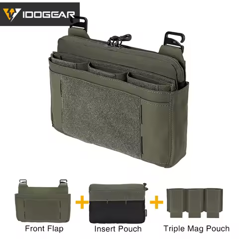 IDOGEAR Tactical DOPE Front Flap Pouch w/ Mag Pouch Kangaroo Pocket Full Set Ranger Green