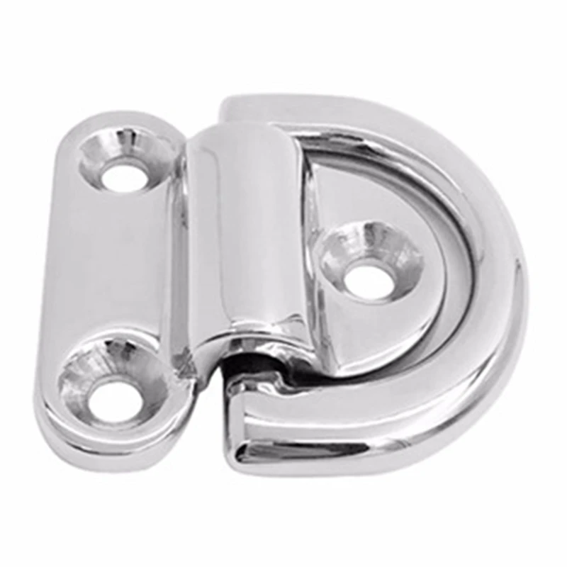 Marine Grade 316 Stainless Steel Boat Folding Pad Eye Lashing D Ring Tie Down Cleat For Yacht Motorboat For 30Mm Rope