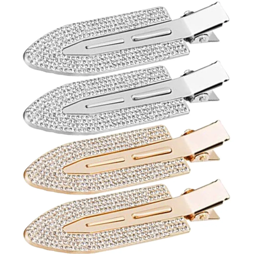 

4Pcs Rhinestone Hair Clips No Bend Flat Hair Clips for Styling Sectioning Makeup Face Washing Wedding Birthday Charm