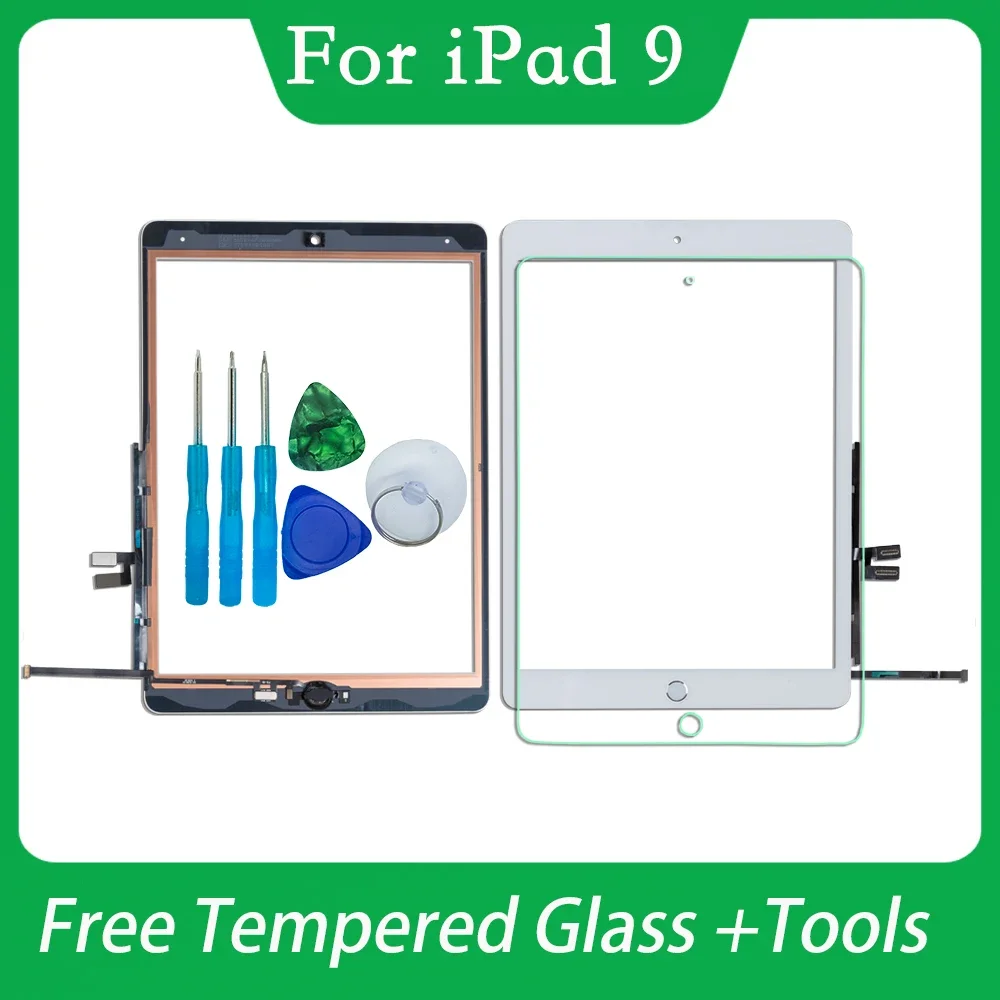 

Pop для iPad 9th 10,2 "2021 стекло дигитайзера сенсорного экрана A2602 A2603 A2604 A2605 с клеем, набор инструментов + закаленное стекло