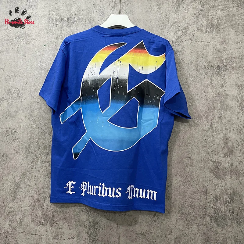 Heavy Fabric Casual Loose GOD SPEED T-shirts Cotton Black White Blue Short Sleeve Streetwear Printing Good Quality Top Tees