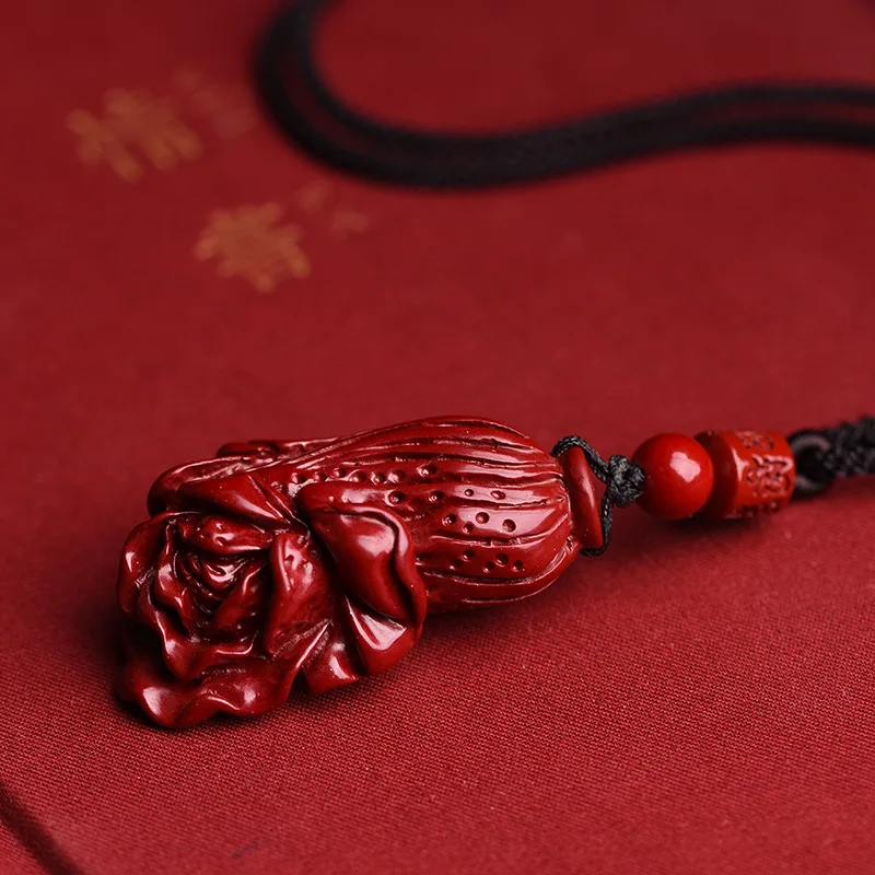 Natural Cinnabar Purple-gold Sand Cabbage Pendants for Men and Women Are Carved with Flowers and Come To Wealth Pendants.