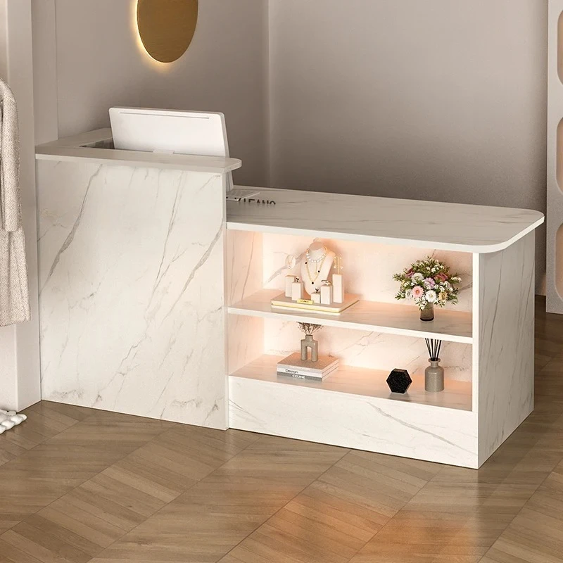 Customized Glamour Reception Desk Premium Modern Professional Aesthetic Bar Counter Upmarket Simple Mostrador Office Furniture