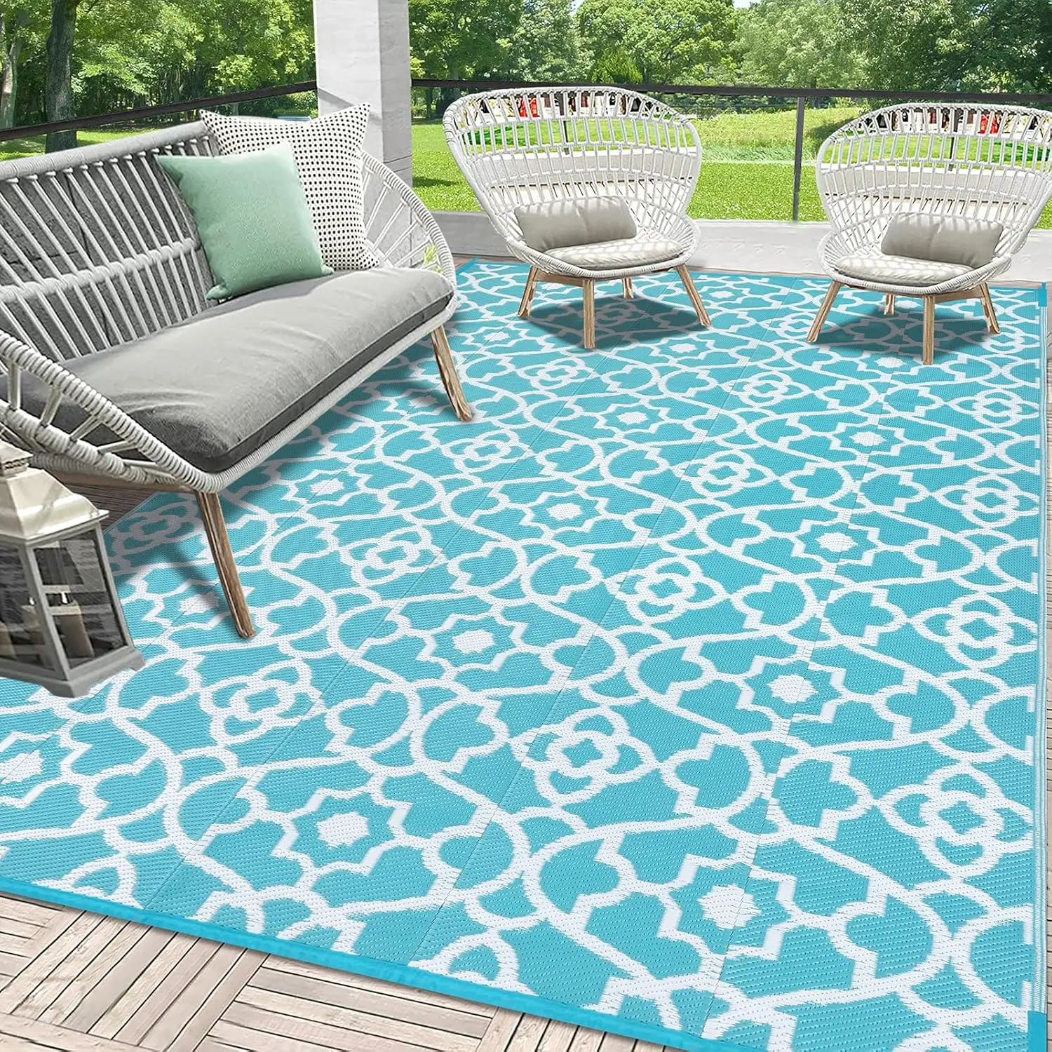 

HEBE Outdoor Rug Waterproof 6x9, Plastic Straw Rug Camping Rug, Reversible Outdoor Patio Rugs RV Mat Clearance, Indoor Outside F