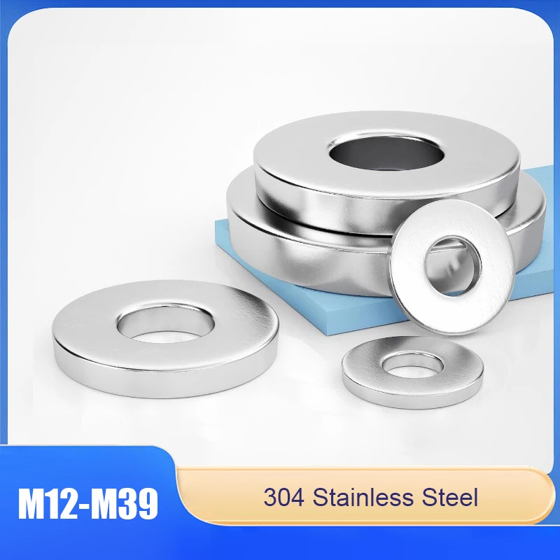 

304 Stainless Steel Flat Washers M12 M14 M16-M39 Thickened Metal Screw Bolt Spacers Round Washers For Protecting Connectors
