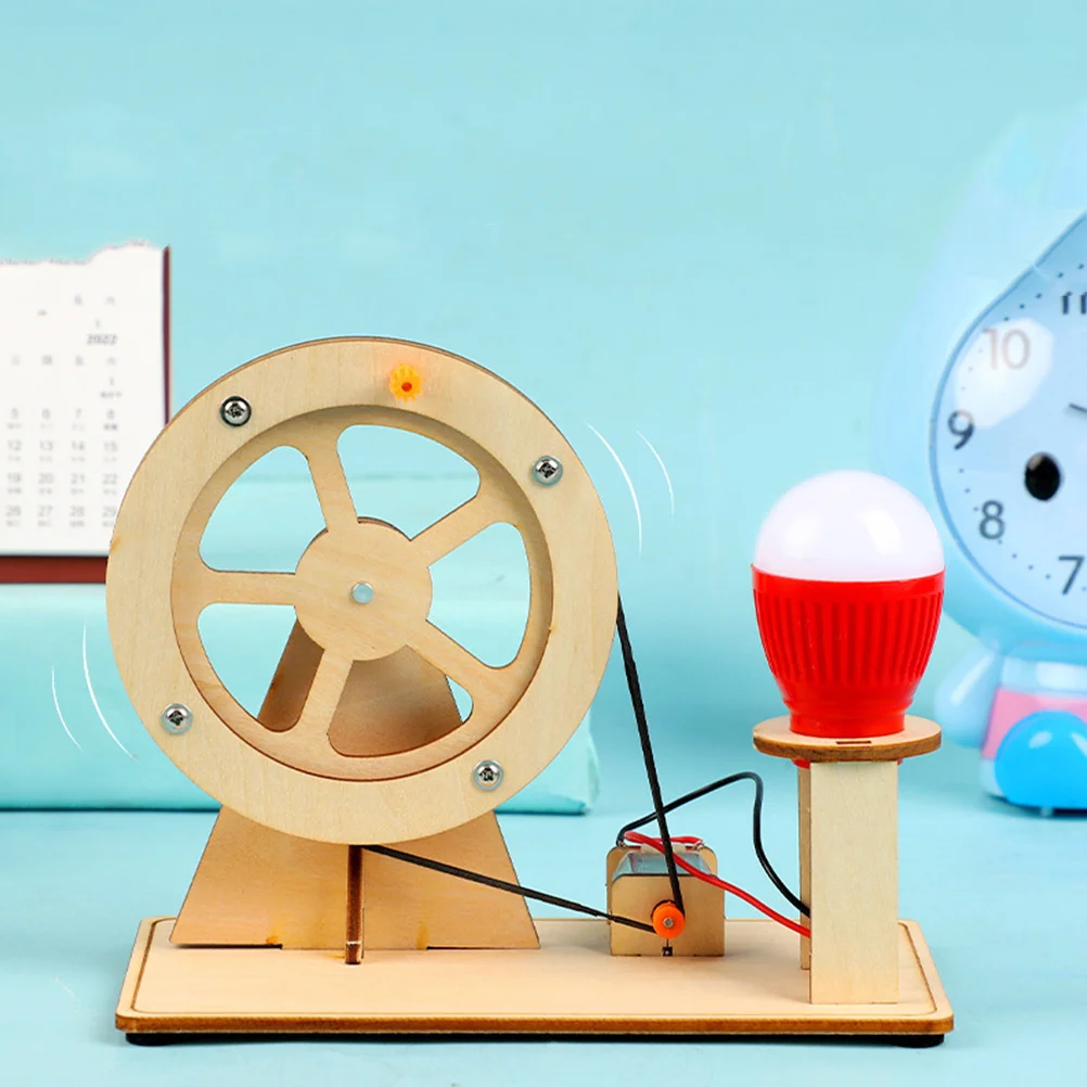 

1 Set Wooden Hand Crank Diy Kit Science Experiment For Kids Stem Building Project Motorized Light-Up Hand Crank Electricity