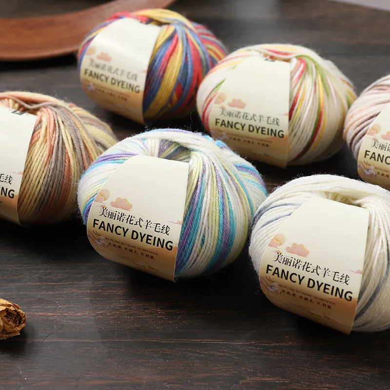 1Pc 50g wool Yarn For Hand Knitting acrylic Knit line section dyed Crochet Yarn for sweater Hat sock scarf DIY Line Fancy Thread