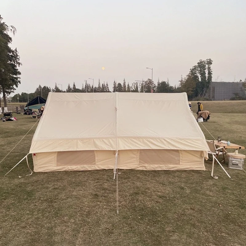 Retro room type inflatable big house outdoor folding thickened camping tent portable quick-opening