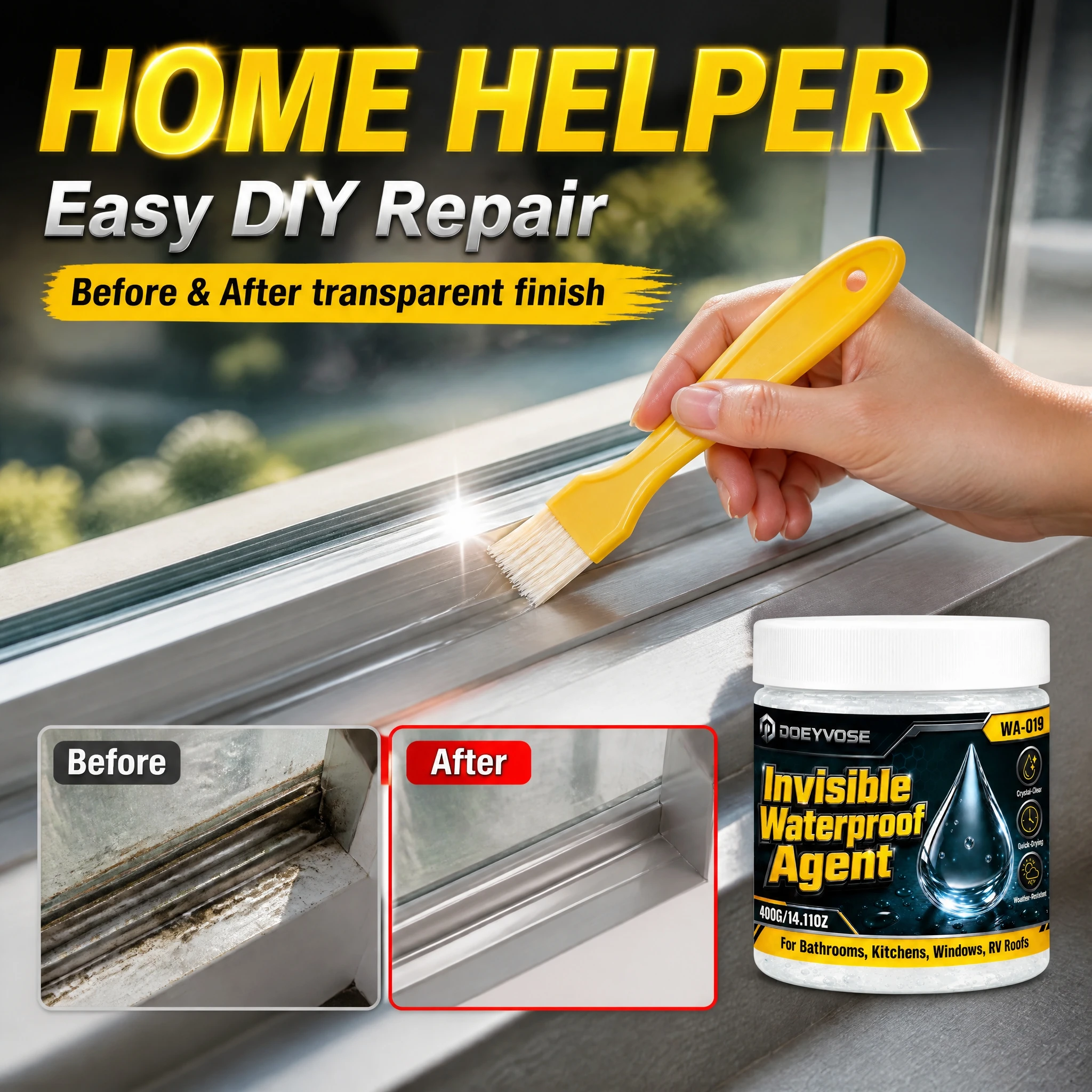 400g Invisible Leakage Repair Waterproof Glue, Elastic Sealant for Bathroom Balcony Waterproofing