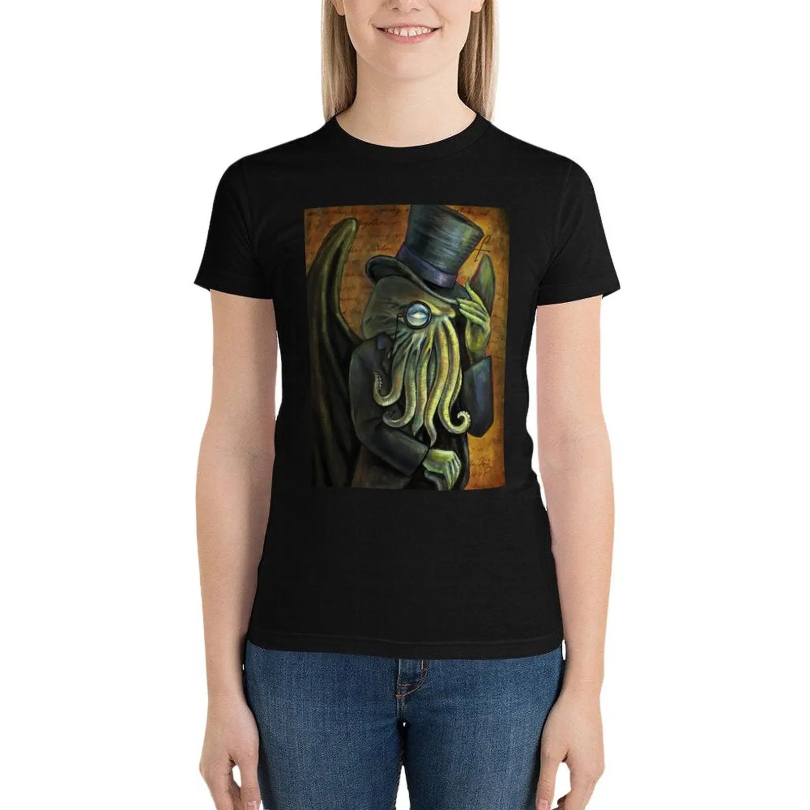 

Dapper Cthulhu T-Shirt graphics female animal print shirt for girls t shirts for Womens